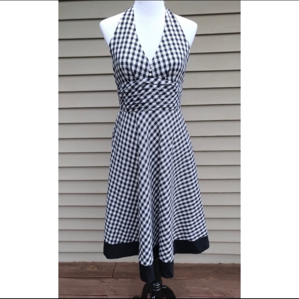 Black & White Robbie Bee Gingham Pinup Dress Sz 10
